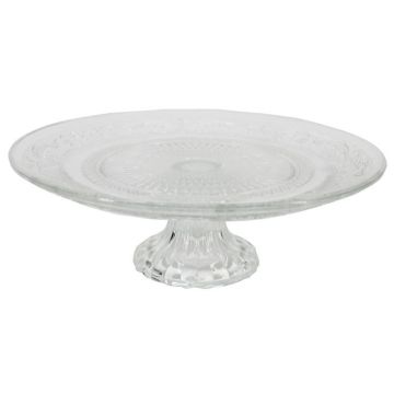 Kuchenplatte auf Fuß ALVATIR, Glas, Muster, klar, 9,3cm, Ø29cm