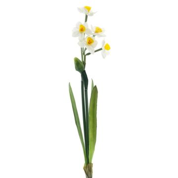 Kunstblume Narzisse RUELO auf Steckstab, weiß-gelb, 50cm