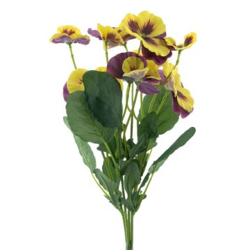 Kunstblume Stiefmütterchen REEVA, Steckstab, gelb-violett, 35cm