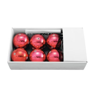 Christbaum Kugel ESTRELLA mit LED, 6 Stück, glänzend rot, Ø6cm