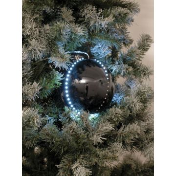 Christbaum Kugel LUVELIA mit LED, 5 Stück, glänzend schwarz, Ø8cm