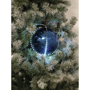 Christbaum Kugel LUVELIA mit LED, 5 Stück, glänzend dunkelblau, Ø8cm