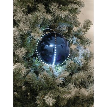 Christbaum Kugel LUVELIA mit LED, 5 Stück, glänzend dunkelblau, Ø8cm