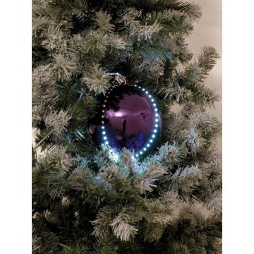 Christbaum Kugel LUVELIA mit LED, 5 Stück, glänzend lila, Ø8cm