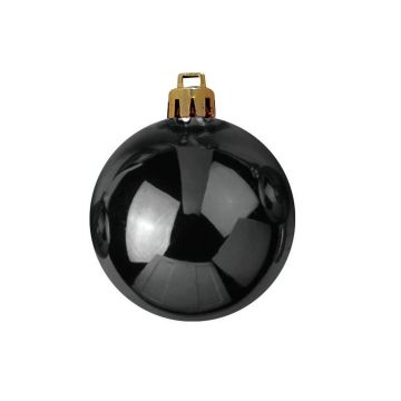 Christbaum Kugel TEODORA, 6 Stück, glänzend schwarz, Ø7cm