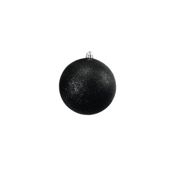 Christbaum Kugel ABELIA, 4 Stück, Glitzer, schwarz, Ø10cm