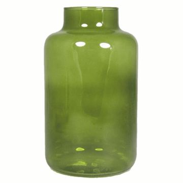 Glas Tisch Vase SIARA aus Glas, olivgrün-klar, 25cm, Ø15cm