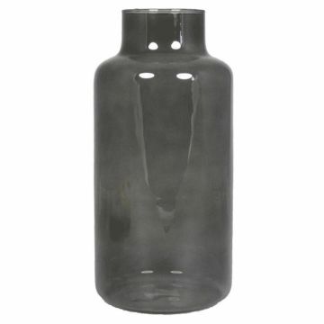 Glas Tisch Vase SIARA, schwarz-klar, 30cm, Ø15cm