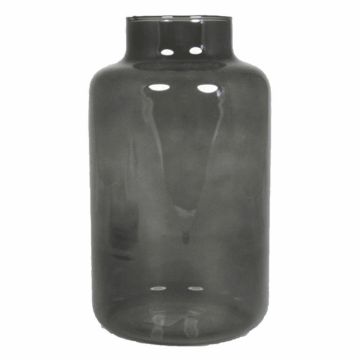 Glas Tisch Vase SIARA aus Glas, schwarz-klar, 25cm, Ø15cm