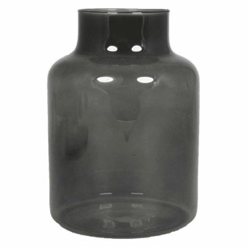 Glas Vase SIARA, schwarz-klar, 20cm, Ø15cm