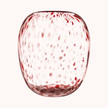 Bauchige Glas Blumenvase RUSSELL, Leopardenmuster, rot-klar, 26cm, Ø22,4cm