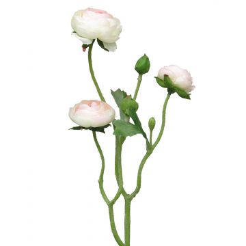Kunstblumen Zweig Ranunkel JIXIANG, weiß-rosa, 50cm
