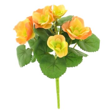 Künstliche Blume Begonie ZILING auf Steckstab, pfirsich-gelb, 18cm
