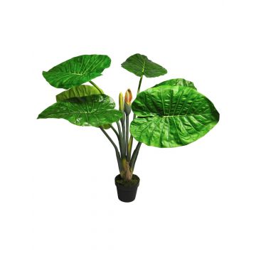 Fake Pflanze Alocasia Calidora SHIQI, Blüten, Dekotopf, grün, 105cm
