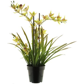 Kunstblume Cymbidum Orchidee XINGUI, grün-rot, 70cm