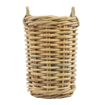 Runder Aufbewahrungskorb BENIGNO mit Henkel, Rattan, braun, 52cm, Ø30cm