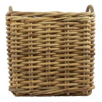 Eckiger Aufbewahrungskorb BENIGNO mit Henkel, Rattan, braun, 61x61x65cm