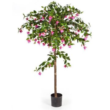 Kunstbaum Fuchsie SANTIAGO, Echtstamm, mit Blüten, pink, 140cm