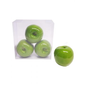 Künstliche Äpfel JINQI, 4 Stück, hellgrün, 8cm, Ø9cm