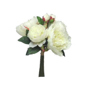 Künstlicher Blumenstrauß Pfingstrose LINYUAN, creme, 35cm