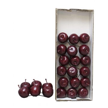 Künstliche Äpfel YANWEN, 24 Stück, glänzend-burgunderrot, Ø3,5cm