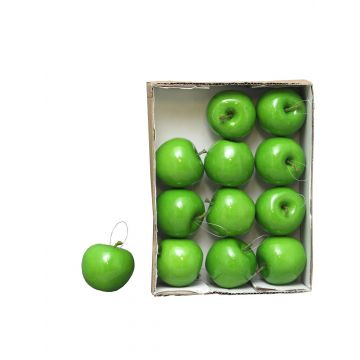 Künstliche Äpfel WENHENG, 12 Stück, glänzend-hellgrün, Ø6,5cm