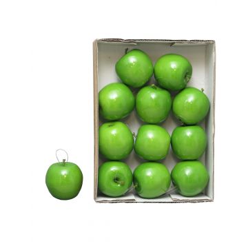 Künstliche Äpfel WENHENG, 12 Stück, glänzend-hellgrün, Ø8cm