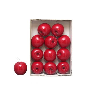 Künstliche Äpfel WENHENG, 12 Stück, glänzend-rot, Ø8cm