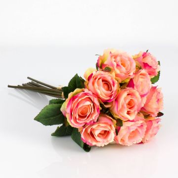 Künstlicher Rosenstrauß MOLLY, rosa-gelb, 35cm, Ø20cm