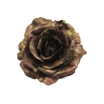 Kunst Rosenblüte RUMEI auf Clip, violett-grün, Ø13cm