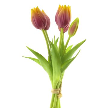 Kunst Tulpen Bund LETISIA, lila-gelb, 25cm
