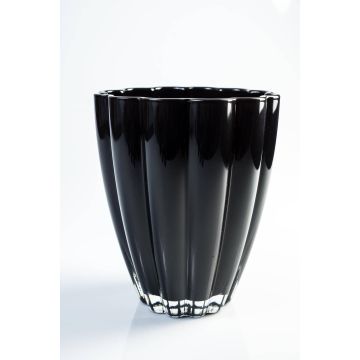 Glas Blumenvase BEA, schwarz, 17cm, Ø14cm