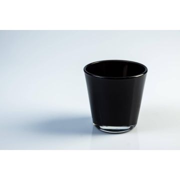 Teelicht Halter ALEX AIR, Glas, schwarz, 7,2cm, Ø7,5cm