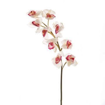 Plastik Zweig Cymbidium Orchidee OKSANA, weiß-pink, 80cm