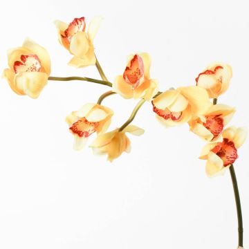 Plastik Zweig Cymbidium Orchidee OKSANA, gelb, 80cm