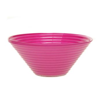 Glasschale SELMA mit Rillen, pink, 8cm, Ø19cm