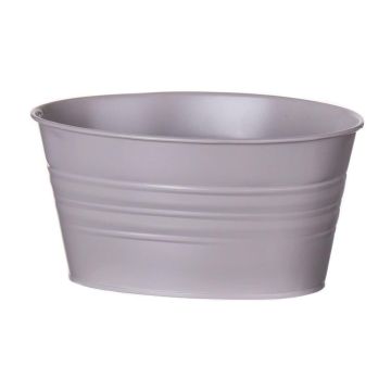 Ovaler Pflanztopf MICOLATO mit Rillen, Zink, taupe, 19x13,5x10cm