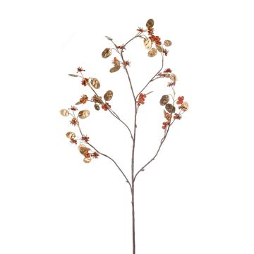 Künstlicher Lunaria Zweig LOURE mit Blüten, kupfer-gold, 115cm
