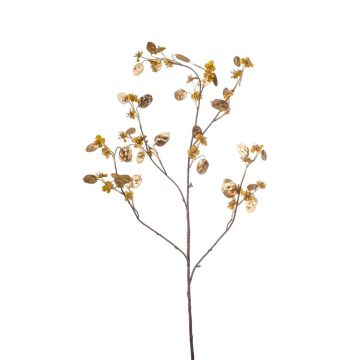 Künstlicher Lunaria Zweig LOURE mit Blüten, ockergelb-gold, 115cm