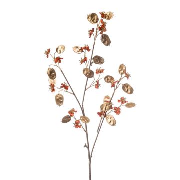 Künstlicher Lunaria Zweig LOURE mit Blüten, kupfer-gold, 85cm