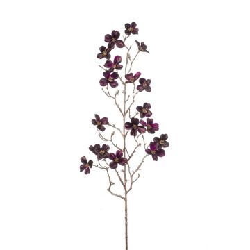 Kunstzweig Hartriegel MECIA mit Blüten, metallic-dunkelviolett, 80cm