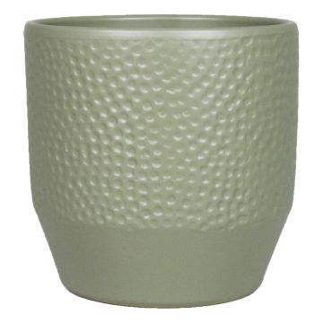 Keramik Übertopf BIHAM, Hammerschlag Muster, olivgrün-matt, 13,2cm, Ø13,5cm