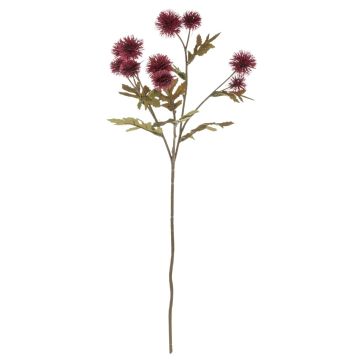 Künstlicher Färberdistel Blumenzweig TRUDBERTA, Trockenoptik, burgunderrot, 55cm