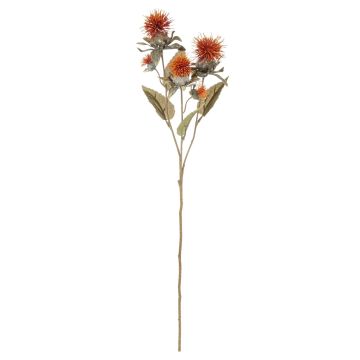 Plastik Färberdistel Blumen Zweig VALDISOLI, Trockenoptik, orange, 55cm