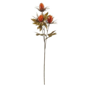 Kunst Blumen Zweig Edeldistel TOTTE, Trockenoptik, orange, 65cm