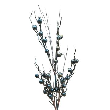 Kunst Apfelrosen Zweig ARGYLE mit Hagebutten, Glitzer, schwarz, 90cm