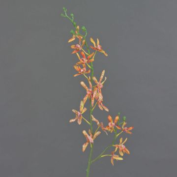 Künstlicher Cattleya Orchideenzweig TRASSA, orange-gelb-rot, 80cm, Ø4-8cm