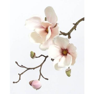 Textilblume Magnolie MALBINE, weiß-rosa, 50cm, Ø6-10cm
