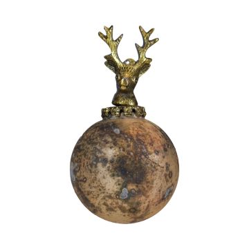 Christbaumkugel NUMI aus Glas, Hirsch, antikgold, Ø8cm