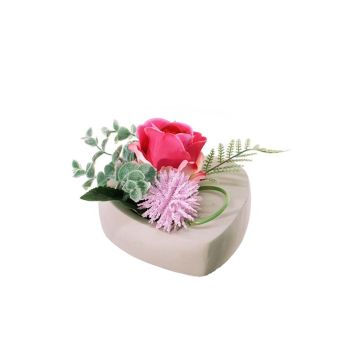 Blumengesteck Künstlich Rose, Allium EIVOR, Dekotopf, pink-rosa, 12cm, Ø17cm